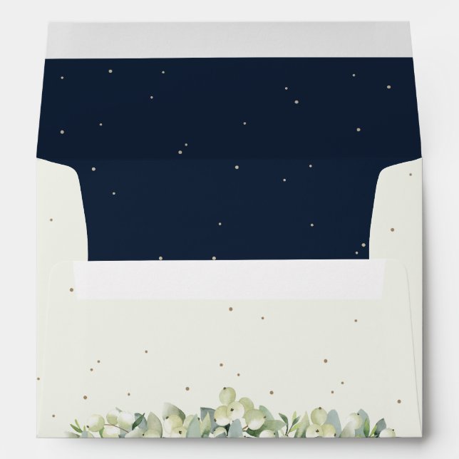 Cream and Navy Snowberry+Eucalyptus Wedding A7 Envelope (Back (Bottom))