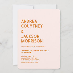 Cream and Orange Retro Boho Wedding Invitation