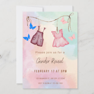 Cream And Pink Minimalist Gender Reveal Invitation