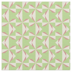 Cream and Rose Pinwheels on Lime Fabric