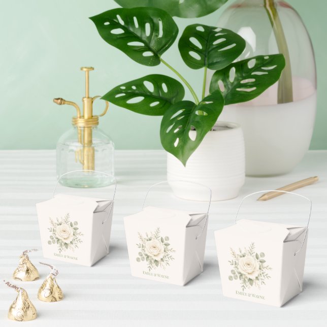 Cream and Sage Green Greenery Wedding Favor Box (Multiple)