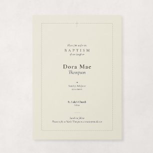 Cream and Sage Religious Scalloped Cross Baptism Invitation
