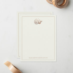 Cream and Tan Coastal Seashell Personalied Card