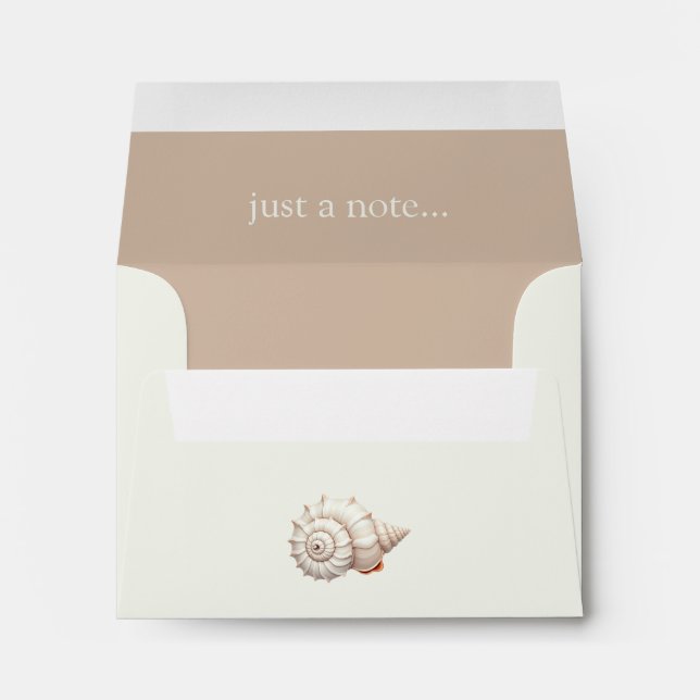 Cream and Tan Coastal Seashell Personalied Envelope (Back (Bottom))