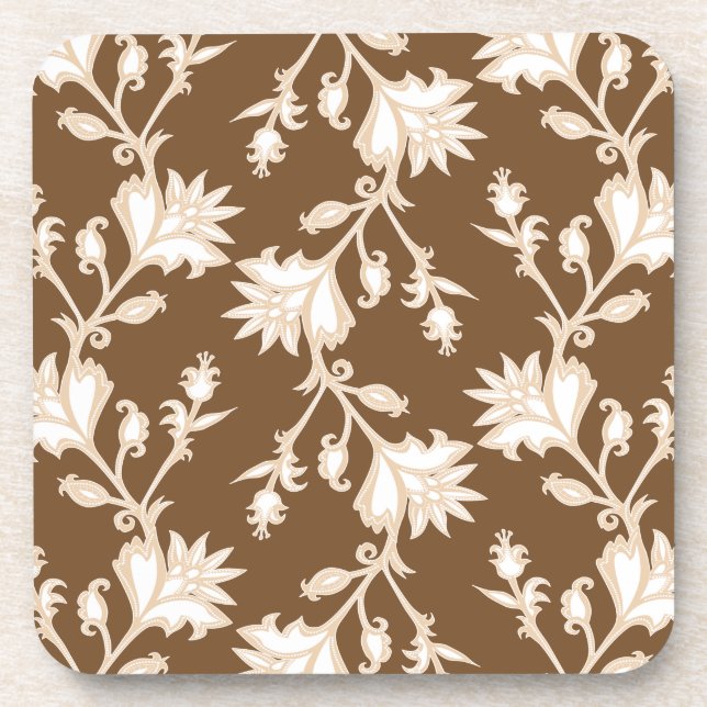 Cream and White Victorian Floral Pattern Coaster (Front)