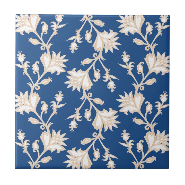 Cream and White Victorian Floral Pattern Tile (Front)