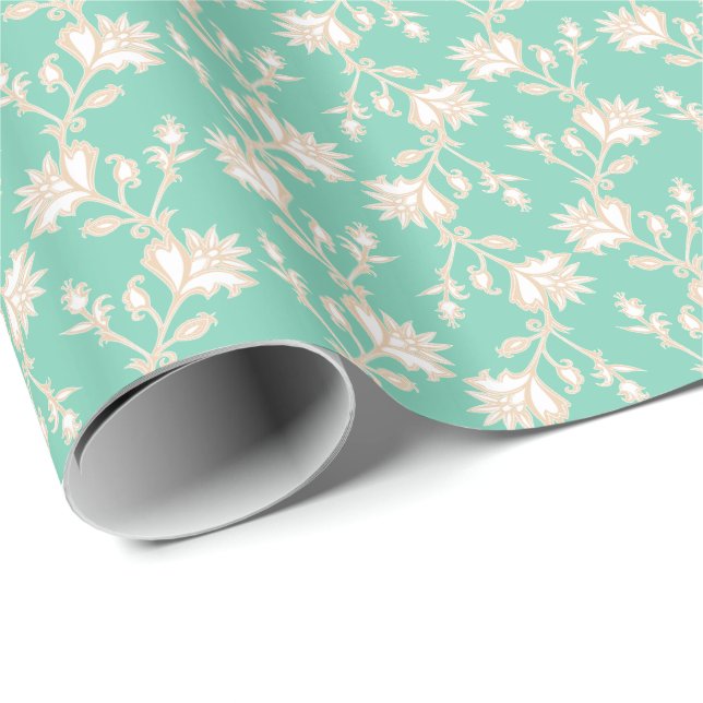 Cream and White Victorian Floral Vines Wrapping Paper (Roll Corner)