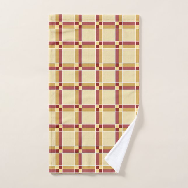 Cream and Wine Check Hand Towel (Hand Towel)