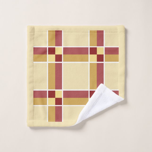 Cream and Wine Check Wash Cloth (Wash Cloth)
