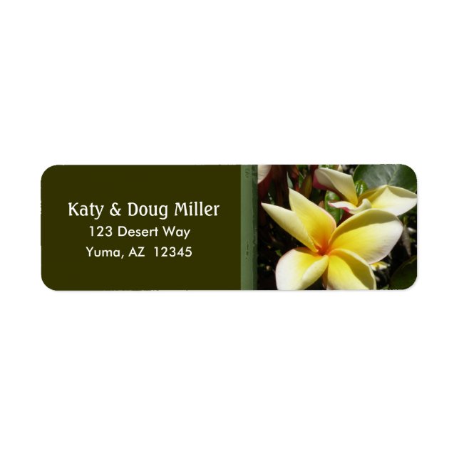 Cream and yellow plumeria address labels (Front)