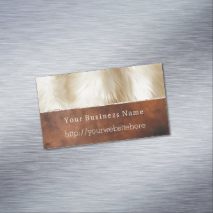 Cream Animal Fur Brown Southwest Cowhide Magnetic Business Card