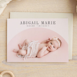 Cream Arch Frame Birth Announcement Card 