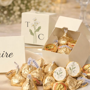 Cream Art Nouveau Lily Monogram Wedding Favor Box