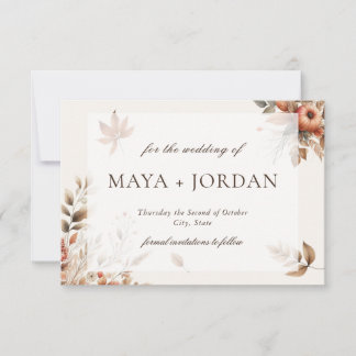 Cream Autumn Pumpkin Harvest Save The Date