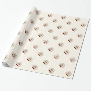 Cream background lovely cat wrapping paper