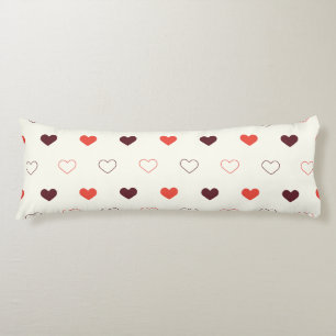 Cream Background with Red & Burgundy Hearts Body Pillow