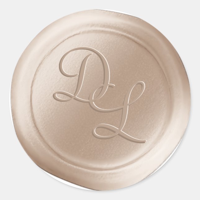 Cream Beige 2 Letter Monogram Wax Seal Stickers (Front)
