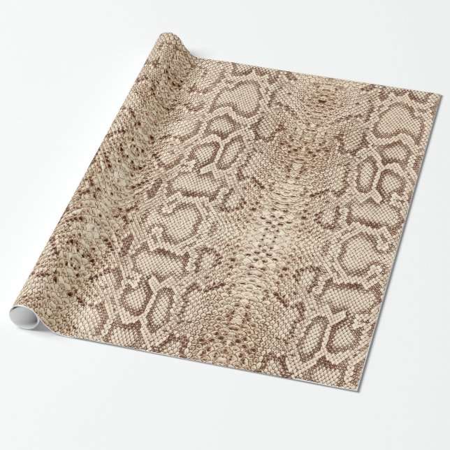 Cream Beige Anaconda Exotic Snakeskin Wrapping Paper (Unrolled)