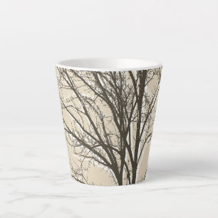 Cream Beige Brown White Tree Branches  Latte Mug