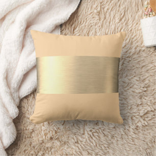 Cream Beige Gold Foil Rustic Faux  Throw Pillow
