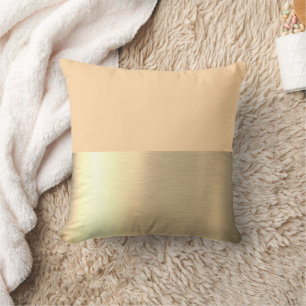 Cream Beige Gold Foil Rustic Faux Throw Pillow