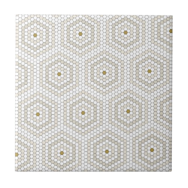 Cream & Beige Hexagon Penny Tile Hex Tile Pattern (Front)
