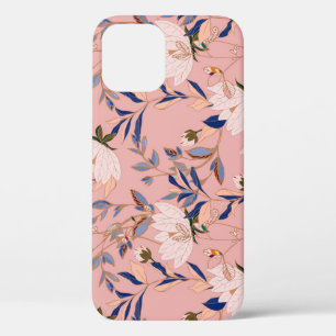 Cream Beige Lilies: Pink Seamless Background iPhone 12 Case