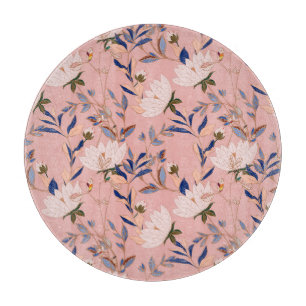 Cream Beige Lilies: Pink Seamless Background Cutting Board