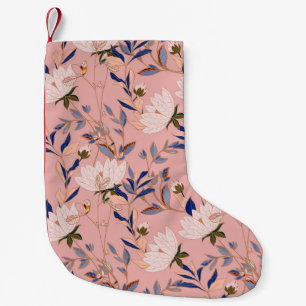 Cream Beige Lilies: Pink Seamless Background Small Christmas Stocking