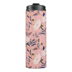 Cream Beige Lilies: Pink Seamless Background Thermal Tumbler