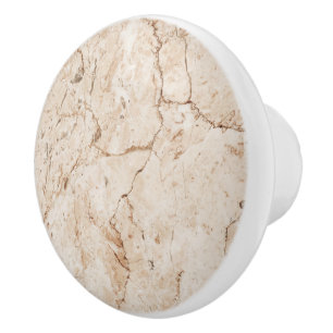 Cream Beige Marbled Ceramic Knob