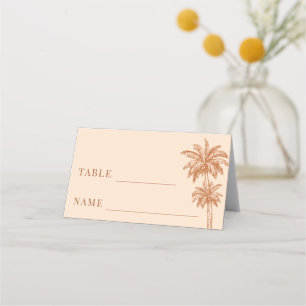 Cream Beige Palm Tree Boho Beach Wedding Table Place Card