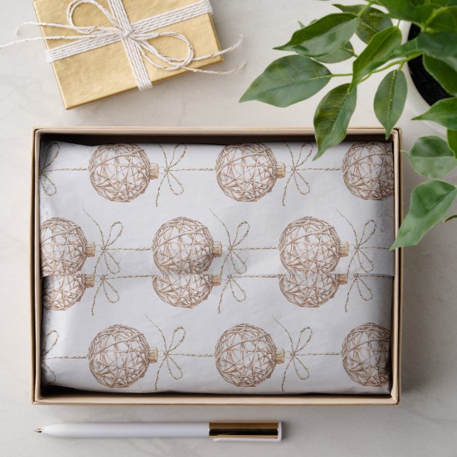 Cream Beige Round Ornaments Christmas Tissue Paper (Gift)
