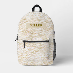 Cream Beige Snake Skin Pattern Elegant Reptile  Printed Backpack