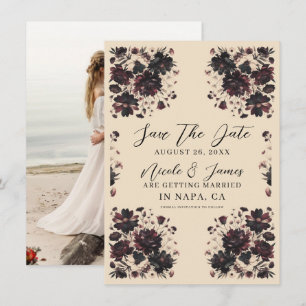 Cream Beige Vintage Shabby Chic Moody Floral Invitation