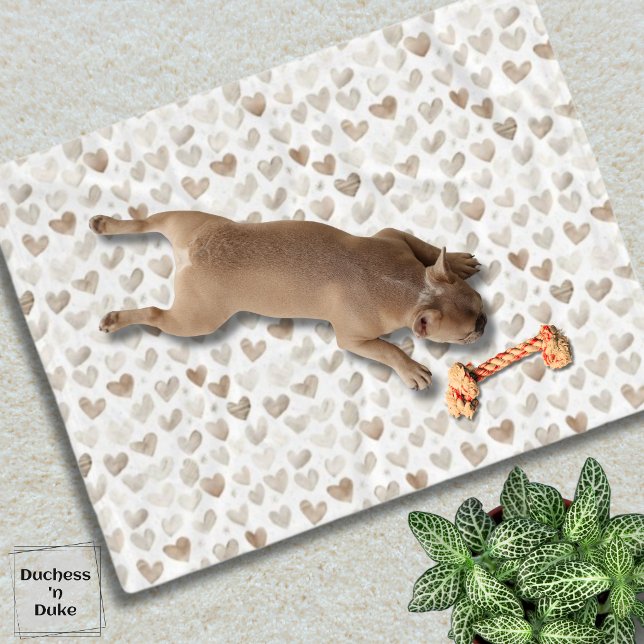 Cream Beige Watercolor Hearts Pattern Pet  Fleece Blanket (ream Beige Watercolor Hearts Pattern Pet Fleece Blanket)