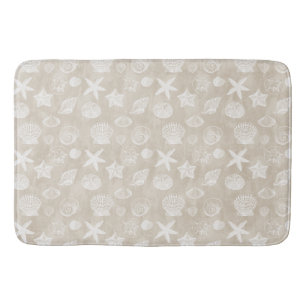 Cream Beige White Beach Shells Bath Mat