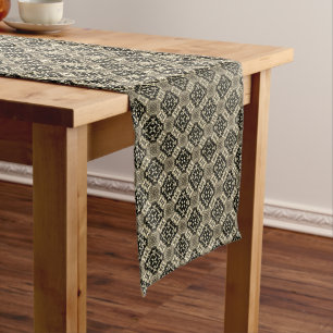 Cream Beveled Diamonds Pattern Long Table Runner