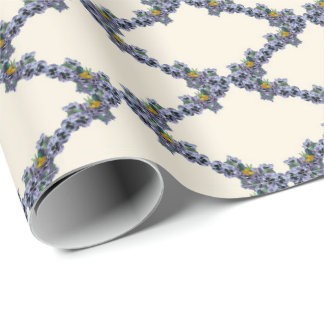 Cream bird and flower trellis wrapping paper