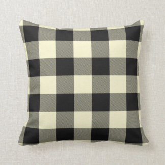 Cream Black Buffalo Plaid Twill Cushion