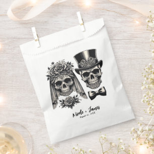 Cream Black & Gold Vintage Skeleton Wedding Favour Bag