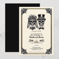 Cream Black & Gold Vintage Skeleton Wedding
