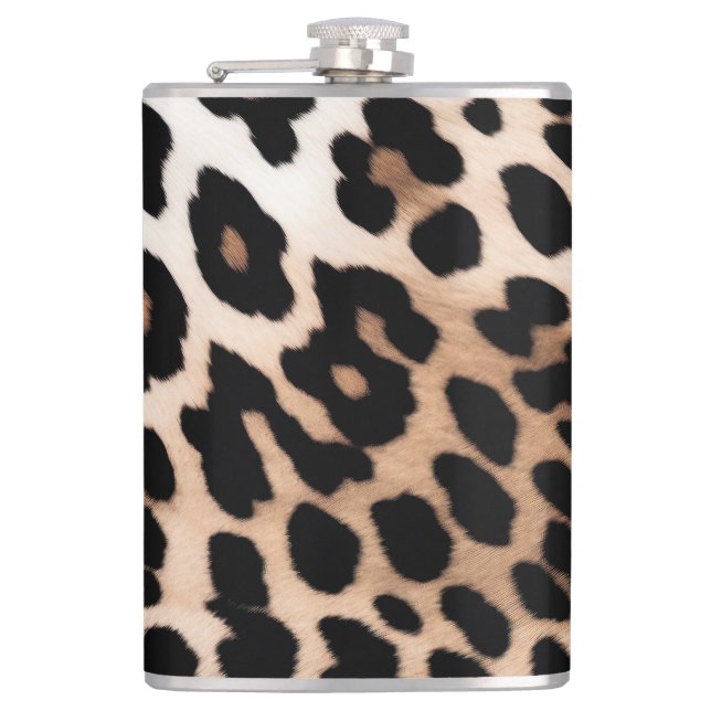 Cream Black Leopard     Hip Flask (Front)