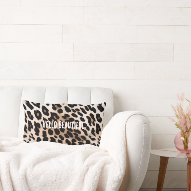 Cream Black Leopard     Lumbar Pillow (Couch)