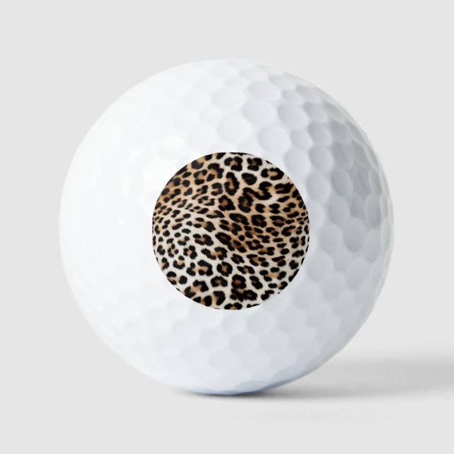 Cream Black Leopard Print Golf Balls (Front)