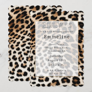 Cream Black Leopard Print Invitation
