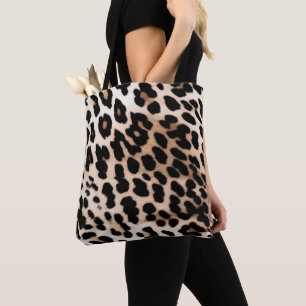 Cream Black Leopard Print Tote Bag