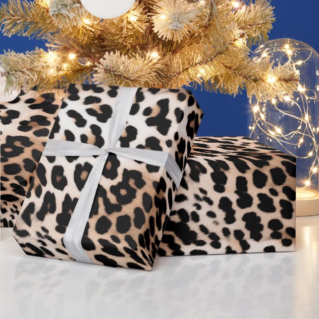 Cream Black Leopard     Wrapping Paper (Holidays)
