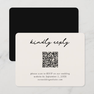 Cream & Black RSVP QR Code Enclosure Card