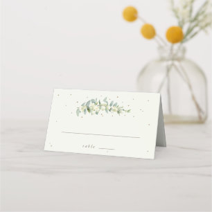 Cream/Black Snowberry + Eucalyptus Wedding Place Card
